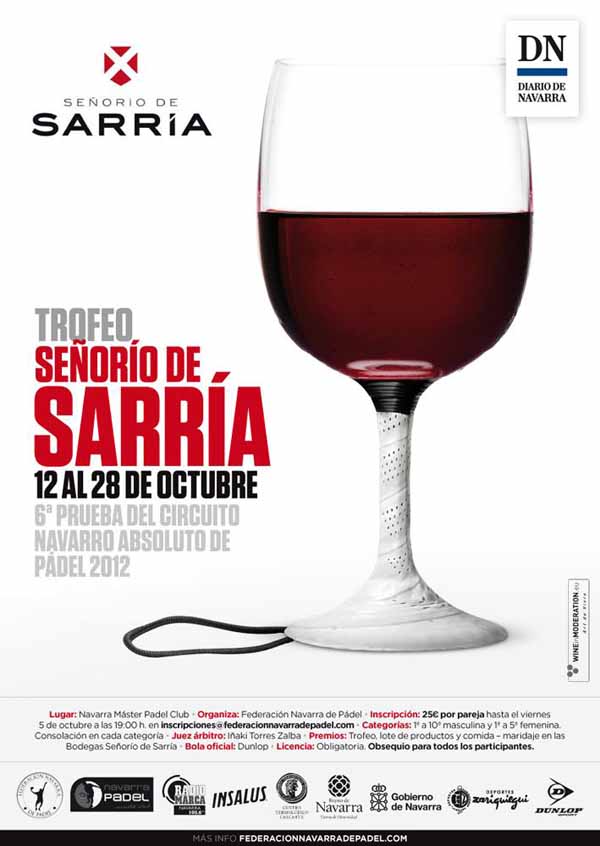 cartelweb TROFEO SEÑORIO DE SARRIA - 6ª Prueba del Circuito Navarro Absoluto de #Padel 2012